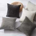 Topfinel 4 Packs Grey Decorative Throw Pillow Covers 24x24 Inch for Living Room Couch Bed Sofa, Boho Western Farmhouse Home Decor, Square Soft Moss Corduroy Fall Cushion Case 60x60 cm