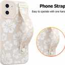 Fiyart Designed for iPhone 11 Case Cute Flowers with Strap Soft TPU Phone Cover Protective Camera Lens Protection for Women Men Floral Bumper with Stand 6.1"-White