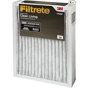 Filtrete 301-4 16x25 x 1 In. Basic Dust & Lint Pleated Furnace Air Filter, Gray, MPR 300, 3 Months - Quantity 4