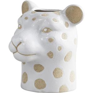 47th & Main Wild Safari Shaped Ceramic Planter Flower Vase for Succulents Small Plants and More, 6" Tall, Leopard