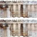 Abstract Art 2 Pack Valance for Windows - Wrinkle Resistant Blackout Valances, Heavyweight Fabric (52x18 Inch, Brown Beige)
