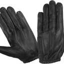 Hugger Men's Police Unlined Water Resistance Leather Driving or Pat Down Glove (X-Large, Black)