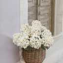 2 Pcs Hydrangea Artificial Flowers White Faux Hydrangeas Flower Outdoor Artificial Flowers Bouquets Silk Hydrangea Flowers Stems for Home Decor Party Floral Arrangements Wedding Centerpieces