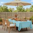 Outdoor Tablecloth Wrinkle-Free Stain Resistant Waterproof Polyester Fabric Table Cover with Zipper Umbrella Hole for Picnic/Party/Dinner/Patio Garden(6084inch,Zippered,Aqua Blue)