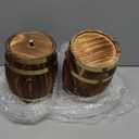 2-Pack Mini Wooden Whiskey Barrel Vases with Brass Hoops ，Vintage Rustic Burnt Wood Cooking Tool Utensil Holder ，Rustic Flower Vase for Home Decor, Western Farmhouse Vintage Kitchen & Dining Decor (2)