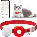 Cat Tracker,Mini GPS Tracker for Cats,No Monthly Fee Smart Pet Activity Tracker,Compatible with Apple Find My(iOS Only),Anti-Lost Finder Tag for Vehicles,Pets,Kids,Items(Red)