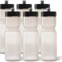 6 Strong Sports Water Bottles – Reusable 22 oz BPA-Free Plastic Bottles with Pull Top Cap – Made in USA – Top Rack Dishwasher Safe – Fits Most Bike Cages Brand