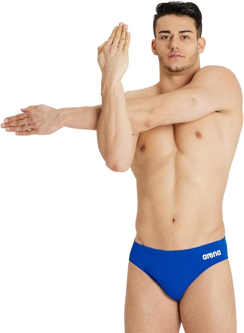 ARENA Men’s Team Solid Swim Brief MaxLife Athletic Swimwear Professional Training Swimsuit Sports Bathing Suit, Royal/White, US Size 30