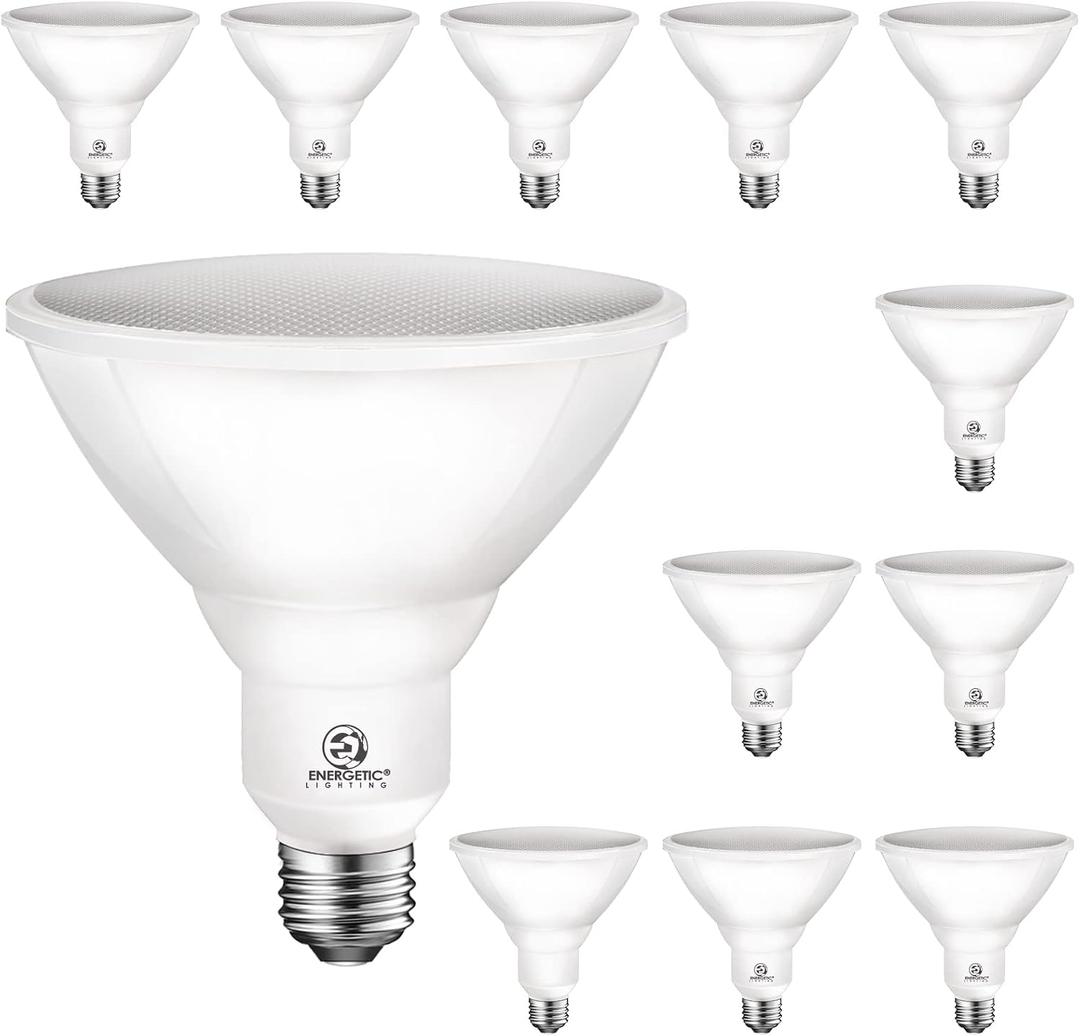 Energetic PAR38 Outdoor LED Flood Light Bulb, 5000K Daylight, 90 Watt Equivalent, Wet Rated, 900LM, E26 Base, Non-Dimmable,12 Pack