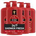 Old Spice Refreshing Body Wash for Men, 3X Defense, 24/7 Shower Fresh with Long Lasting Scent, Red Collection, Swagger with Cedarwood Scent, 33.4 oz (Pack of 4) (33.4 Fl Oz (Pack of 4))
