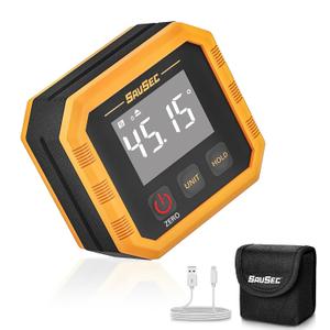 Rechargeable Digital Angle Finder, Digital Angle Gauge with Magnetic Back&Base, 0.1 Accuracy Protractor Inclinometer Woodworking Tools, IP54, 360 Flip Screen, for Construction, Machinery