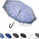 Totes Auto Reverse Close Windproof Stick Inbrella with Water Repellent Protection, One Size