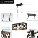 KEESFU Farmhouse Kitchen Island Lighting, 3 Lights Pendant Lighting Fixtures, Adjustable Height, Industrial Dining Room Light for Living Room Foyer Dining Table Over Sink. (Wood Grain Color)