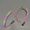 ZDawnn Braided Keyboard Cables 1.5m Coiled Type-C to USB A with Detachable Aviator Connector.for Gaming Keyboard/Tablet (Rainbow)