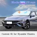 Sun Shade Sunshade for Hyundai Elantra 2021-2024 2025 2026 Windshield Cover, 4-Layer Front Window Shade Custom fit Elantra Sun Visor 240T Retractable Shade Blocks UV Rays Cooler Car Accessorie