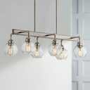 Kichler 43994AP Six Light Linear Chandelier, 10.00x32.25x17.00