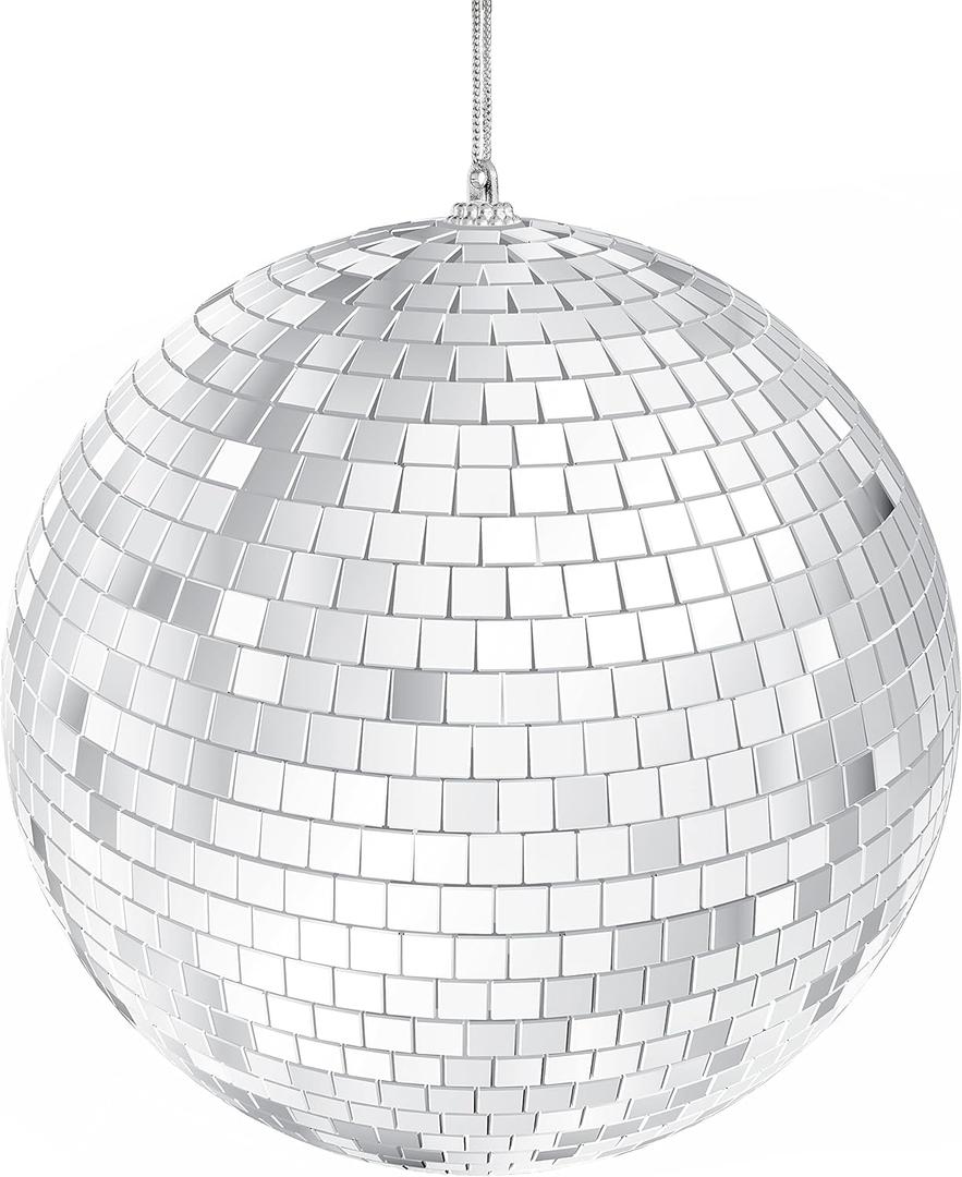 Mirror Disco Ball with Attached String for Hanging Ring, Reflects Light, Party Favor, 5" (Single)