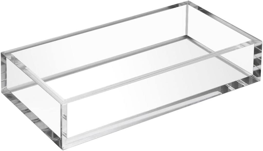 HIIMIEI Acrylic Napkin Holder Tray,8mm Thick Acrylic Guest Towel Holder 8.5x4 inches, Crystal Clear Table Cocktail Napkin Holder for Bathroom,Restaurant,Office,Commercial,Kitchen,Party (8.3*4.7")