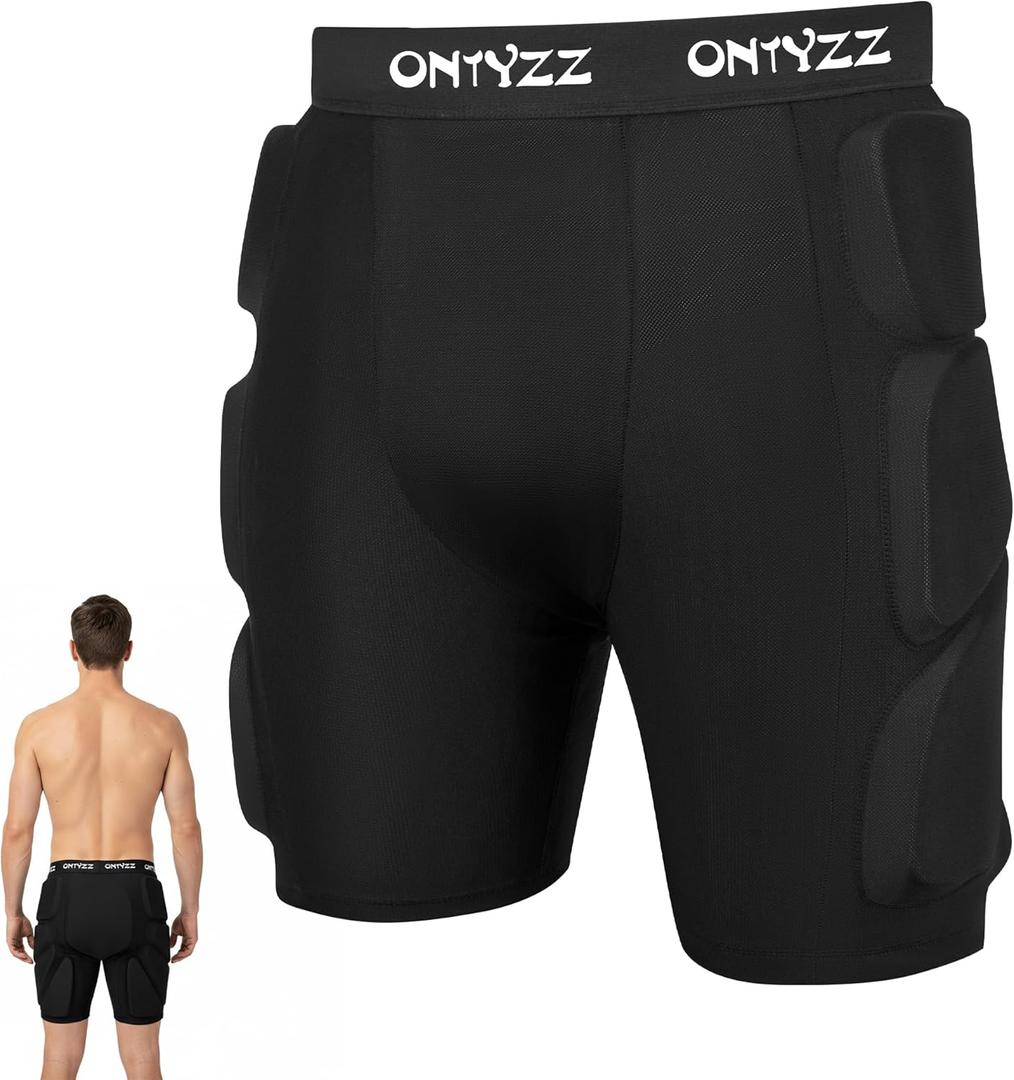 ONTYZZ Protective Padded Shorts, 3D Hip Protection Butt Pads, Impact Gear for Skiing Skating Snowboarding Skateboarding (Large)