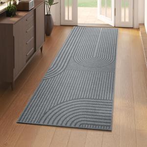 Front Door Mat 24''x71'', Absorbent Washable Non Slip Indoor Runner, Easy Clean Low-Profile Kitchen Runner Rugs, Welcome Entryway Door Mats, Grey