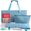 Jongyance American Mahjong Set with Light Blue Carrying Bag, 166 White Tiles, 4 Racks with Pushers, Mahjong Tiles Set for Beginners