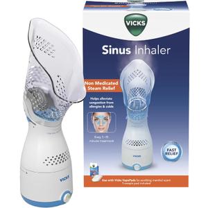 Vicks Sinus Inhaler - Non-Medicated Steam Relief for Allergies, Congestion, Cough & Colds, Facial Steamer, Soothes Nasal & Throat Passages, Use with VapoPads (1 Included), FSA & HSA Eligible