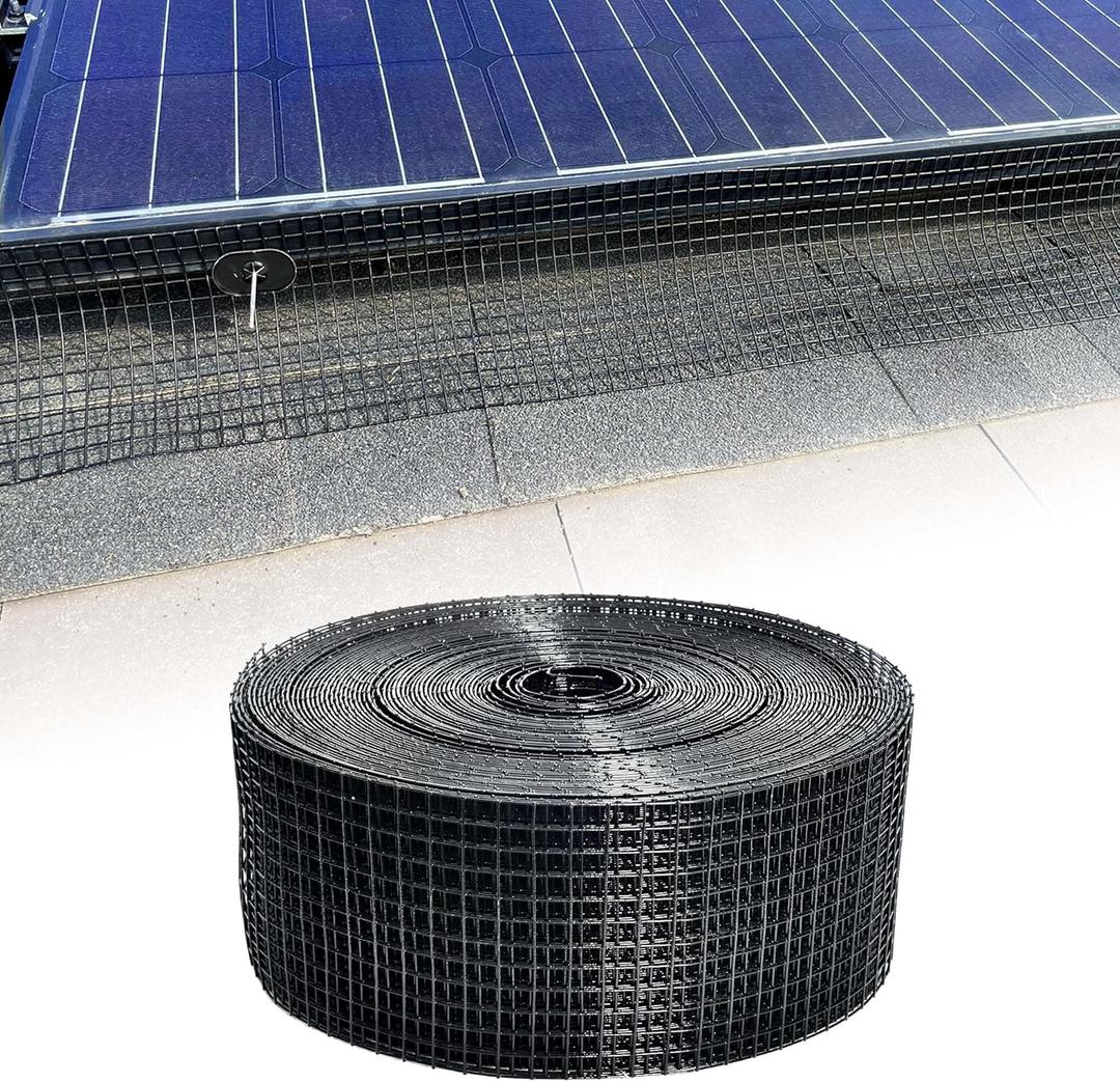 Solar Panel Guard, 4in X 100ft PVC Coated Critter Guard Roll Kit for Solar Panel Wire Screen, Black Pigeon Deterrent Solar Panel Mesh (No Clips Included)