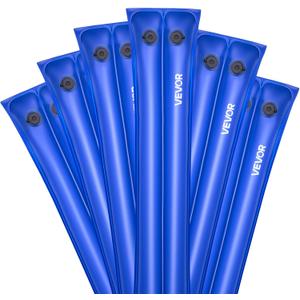 VEVOR Pool Cover Water Bags, 6 Packs 8 Ft, Double Chamber Pool Cover Water Tubes, 0.4mm Thick PVC Bags Weights with Leakproof Screw Cap, for Inground Swimming-Pool Covers Winter Closing, Blue