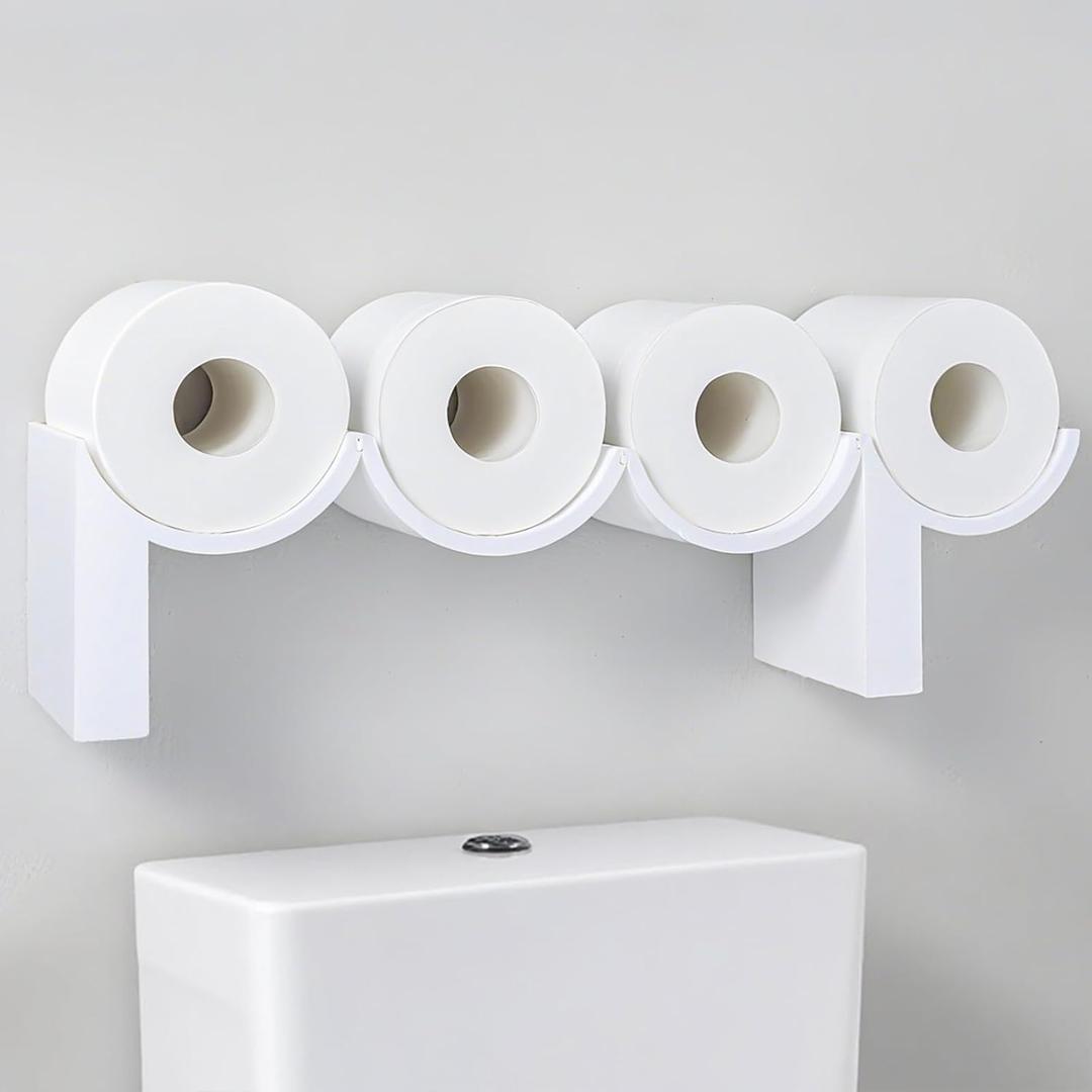 SDGCMNY Poop Toilet Paper Holder, Funny Tissue Roll Shelf for Organizer & Storage TP, 3D Printed Wall-Mount Bathroom Decor & Accessories, Unique Gag Housewarming Gift, White