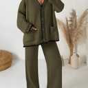 PRETTYGARDEN Lounge Sets for Women Fall 2026 Loungewear 2 Piece Outfits Cardigan Sweaters Track Suit Matching Winter Clothing (Green XL)