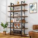 FRAPOW Bookshelf, 6 Tier Book Shelf 83Inch Tall Bookcase, Industrial Large Bookshelves Rustic Book Case with Open Metal Frame for Office, Bedroom, Farmhouse, Living Room (Vintage)