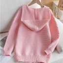 GORGLITTER Girl's Cable Knit Sweater Cardigan Long Sleeve Open Front Hooded Sweater Cute Fall Clothes, 10Y