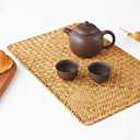 4 Pack Rectangular Woven Placemats, Natural Seagrass Place Mats, 17" x 12", Rattan Wicker Table Mats for Dining Table (Set of 4)