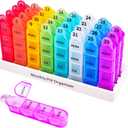 Cruxer Monthly Pill Box Organiser 4 Times a Day, Daily Travel Pill Boxes, Medicine Storage Box, Pill Dispenser 1 Month 32 Compartments, Tablet Organiser to Hold Vitamins, Fish Oil, Supplements