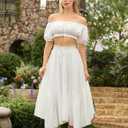 Scarlet Darkness Maxi Skirts for Women High Waist Renaissance Skirt Long Skirt with Pockets (White, M)