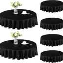 Homiest 6 Pack 60 Inch Round Tablecloth Satin Table Cover, Black Table Cloth Overlay for Wedding Reception Graduation Banquet