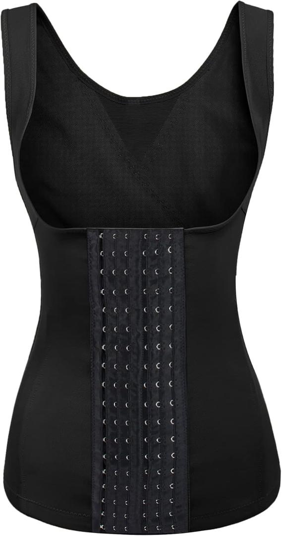 Evanhome Women's Waist Trainer Cincher Underbust Corset Vest Steel Boned Hourglass Body Shaper With Hooks S-4XL (Large, Black)