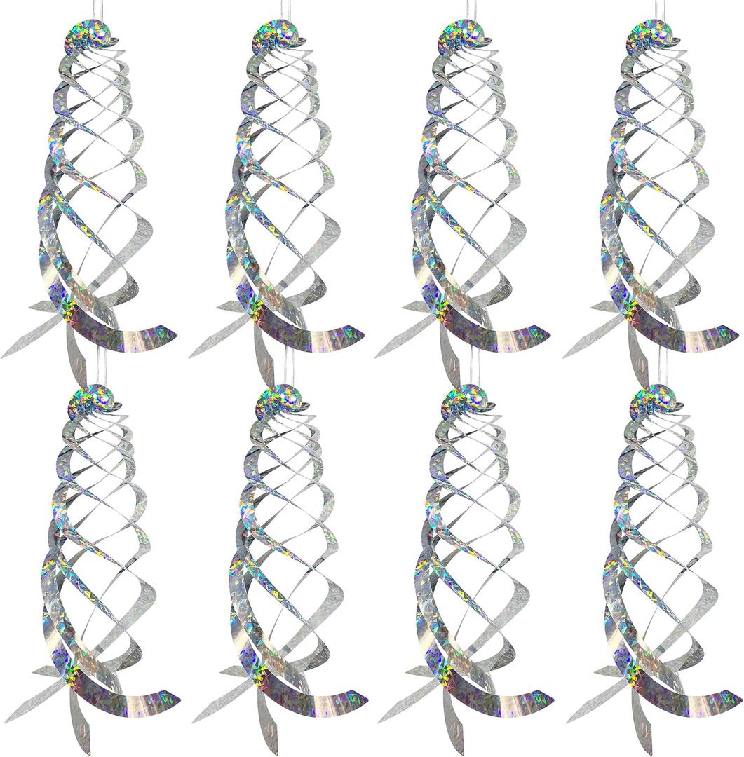 Sfcddtlg 8 PCS Bird Spiral Hanging Reflectors- 15.8 Inch Outdoor Hanging Reflective Device- Garden Decoration to Prevent Birds from Entering the House Garden Swimming Pool