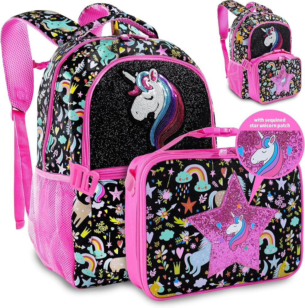 Decorably 16.5in Themed Kids Backpack with 3 Main Compartments & 2 Side Pockets, Backpack for Boys and Girls with Padded Straps & Back