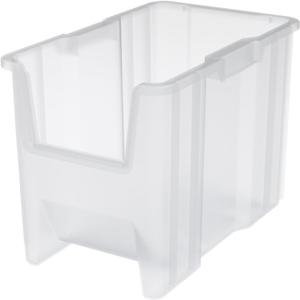 Akro-Mils 13014 Stak-N-Store Heavy Duty Stackable Open Front Plastic Storage Container Bin, (17-1/2-Inch x 11-Inch x 12-1/2-Inch), Clear, (4-Pack)