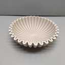 Large Decorative Bowl, Modern Handicraft Bowls for Home Decor, Decorative Fruit Bowl for Kitchen Counter, Ruffle Decor, Stylish Key Bowl for Entry Table, Artificial Stone Beige