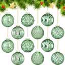 Jenaai 12 Pcs 2.36 Inch Mint Green Glass Christmas Ball Ornaments Vintage Christmas Tree Decorations Mercury Glass Hanging Ornaments for Holiday Xmas Trees Party Garland DIY Craft Supplies, 6 Style