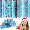 CCINEE 48Pcs Christmas Slap BraceletsXmas Snowflake Slap Wristbands Assorted Christmas Theme Pattern Snap Wristbands for Kids Xmas Frozen Party Favors Gift Bag Filler