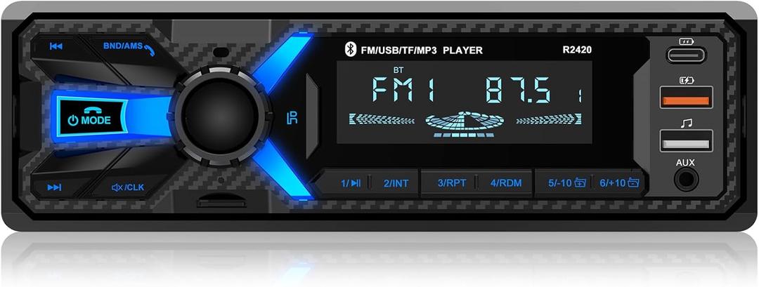 Car Radio Bluetooth with Type-C/USB Port, Wistrue FM/AM Single Din Car Stereo Radio with Bluetooth Hands-Free 2 USB/AUX/SD/DSP,MP3 Player(No CD DVD Player)