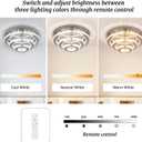 13.8 Inch Modern Crystal Chandeliers LED Crystal Ceiling Light 3 Tiers Ring Flush Mount Chandelier Ceiling Lights with Remote for Bedroom Living Room Kitchen Dimmable, Dia 13.8 inches x H 6.3 inches