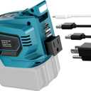 Ecarke 200W Portable Power Inverter Compatible with Makita 18V Battery, DC 18V to AC 110V Power Station with 1 AC Outlet, 2 USB, 1 Type-C & LED Light, for Outdoor Emergency Use (No Battery) (Blue)