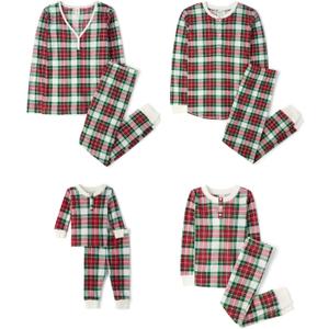 The Children's Place Family Matching, Plaid Waffle 2 Piece Pajama Sets (16, Red Tartan Plaid)