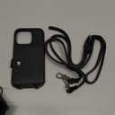 LUCKYCOIN for iPhone 16 Pro Crossbody Wallet Phone Case,Compatible with MagSafe,Genuine Leather Magnetic Phone Case with Card Holder and Adjustable Strap,with RFID Blocking Black