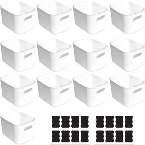 13 Pcs Plastic Storage Bins White Storage Bin Organizer Baskets Small Storage Containers for Pantry Home Kitchen (10 x 7 x 6 Inch)