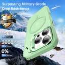 Goodon Magnetic for iPhone 16 Pro Max Case with Screen Protector, Built-in Camera Kickstand,[Compatible with Magsafe] [Wireless Charging] Translucent Matte Phone Cover for Men Women Girls - Tea Green